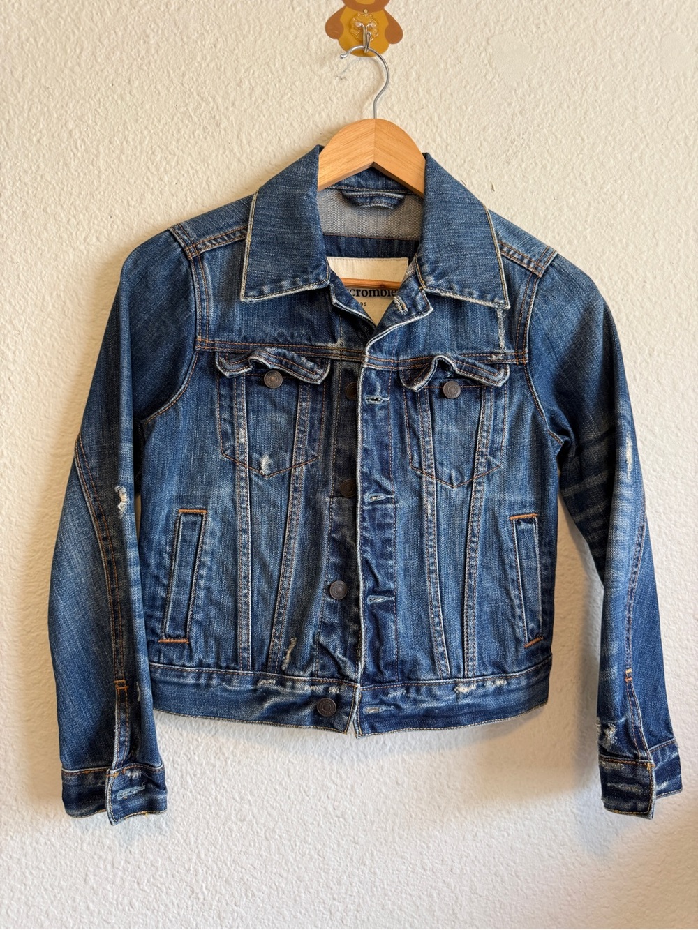 Abercrombie Kids Blue Denim Jean Jacket Distressed-size S- NWT